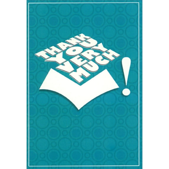 Designer Greetings Thank You Very Much: White Letters, Large Exclamation Point on Blue Package of 8 Graduation Thank You Notes