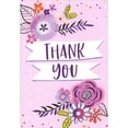 thumbnail image 1 of Designer Greetings Thank You: White Banners, Sparkling Glitter Flowers on Pink Package of 8 Juvenile Graduation Thank You Notes for Girl, 1 of 2