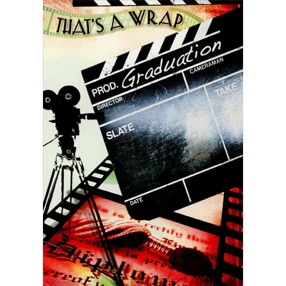 Designer Greetings That's A Wrap : Movie Camera Graduation Congratulations Card