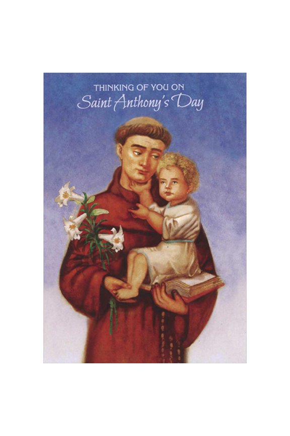 Thinking of You on Blue Background Religious St. Anthony's Day Card