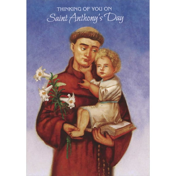 Designer Greetings Thinking of You on Blue Background Religious St. Anthony's Day Card
