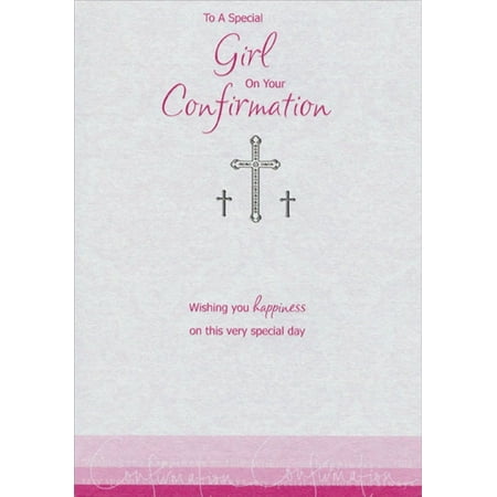 Designer Greetings Three Silver Foil Crosses on Shimmering Paper Confirmation Card for Girl