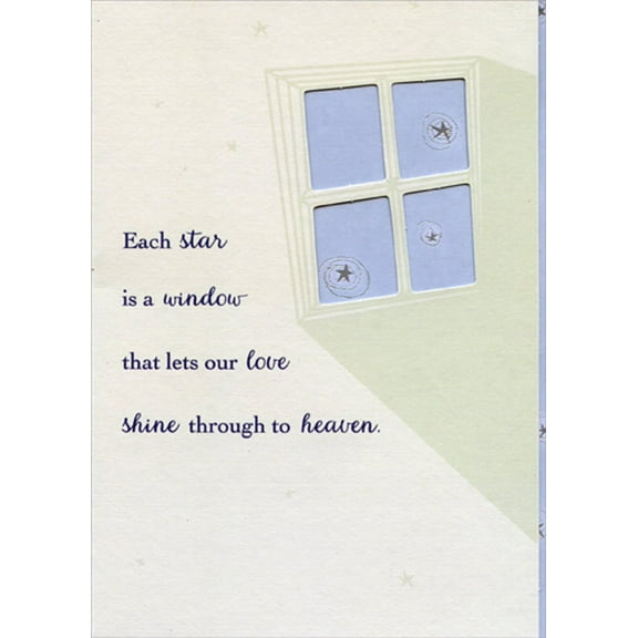 Designer Greetings Three Silver Foil Stars in Four Die Cut Windows Short Fold Sympathy Card
