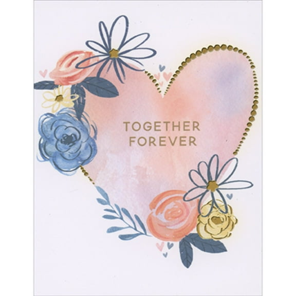 Designer Greetings Together Forever: Gold Foil Dotted Border Around Heart Shape Valentine's Day Card for Sweetheart