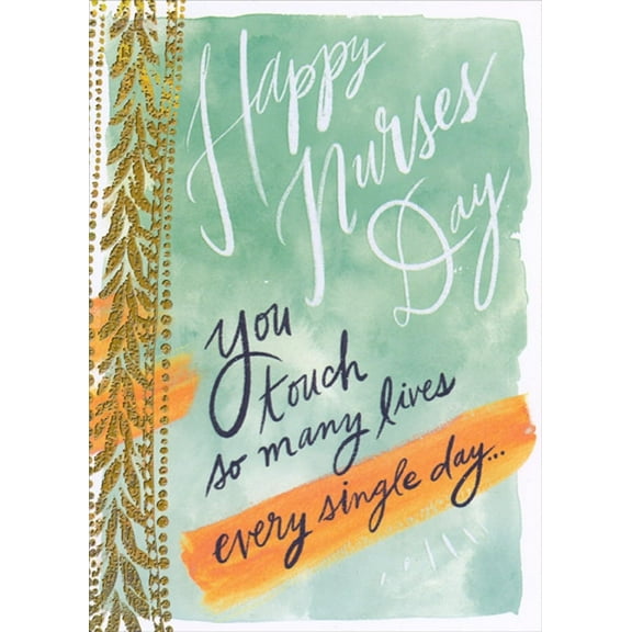 Designer Greetings Touch So Many Lives : Gold Foil Leaves Border : Humorous / Funny 3D Pop Out Spring Activated Nurses Day Card
