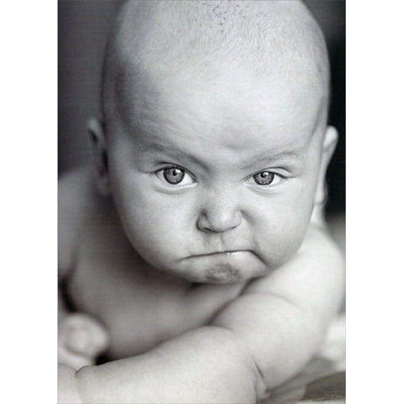 Designer Greetings Tough Baby with Mean Face Funny / Humorous Masculine Birthday Card
