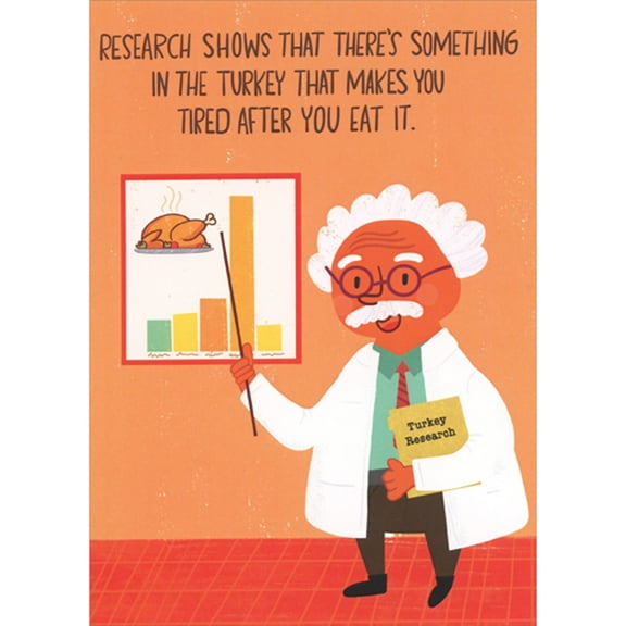 Designer Greetings Turkey Researcher with Chart Funny / Humorous Thanksgiving Card