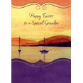 thumbnail image 1 of Designer Greetings Two Boats on Calm Lake : Orange and Yellow Sky and Water Die Cut Easter Card for Grandpa, 1 of 2
