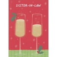 thumbnail image 1 of Designer Greetings Two Bubbling Champagne Glasses with Long Stems 3D Sliding Panel Funny Christmas Card for Sister-in-Law, 1 of 2