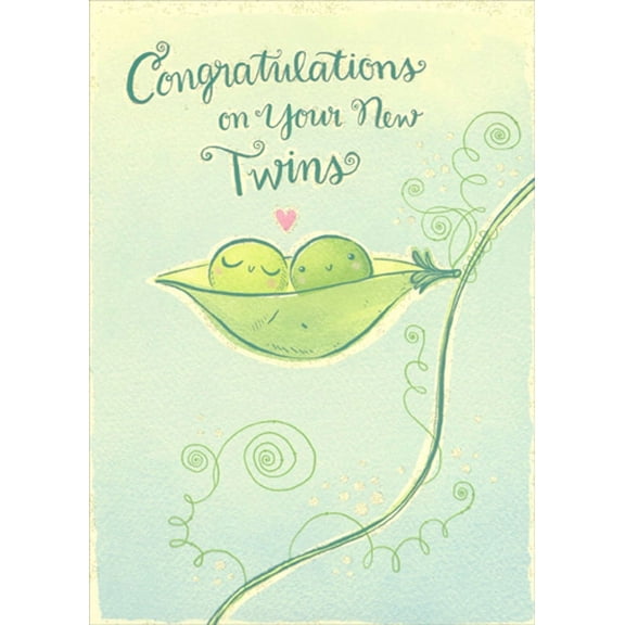 Designer Greetings Two Peas in a Pod New Baby Twins Congratulations Card