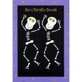 thumbnail image 1 of Designer Greetings Two Skeletons with Purple Border Juvenile Halloween Card for Cousin, 1 of 2