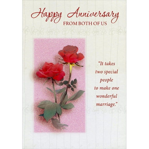 Designer Greetings Two Special People: 2 Roses on Sparkling Glitter Marriage: Wedding Anniversary Congratulations Card for Couple from Both of Us