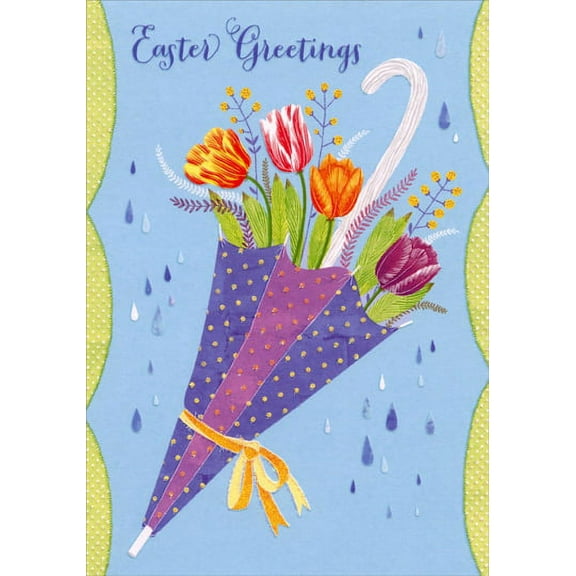 Designer Greetings Umbrella Floral Easter Card