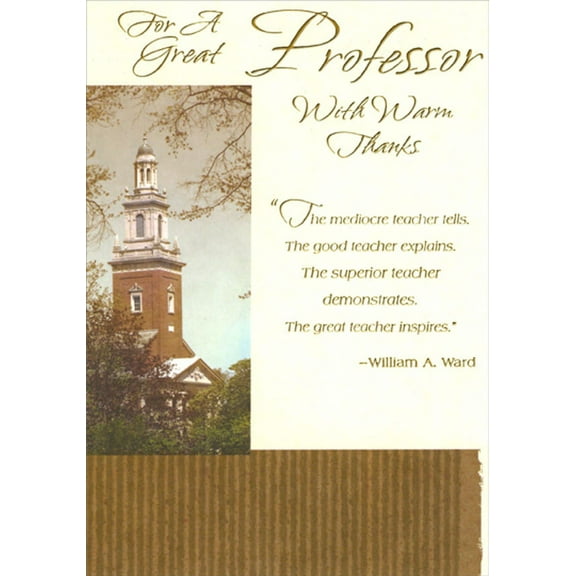 Designer Greetings University Tower Photo : Appreciation / Thank Your Card for Professor