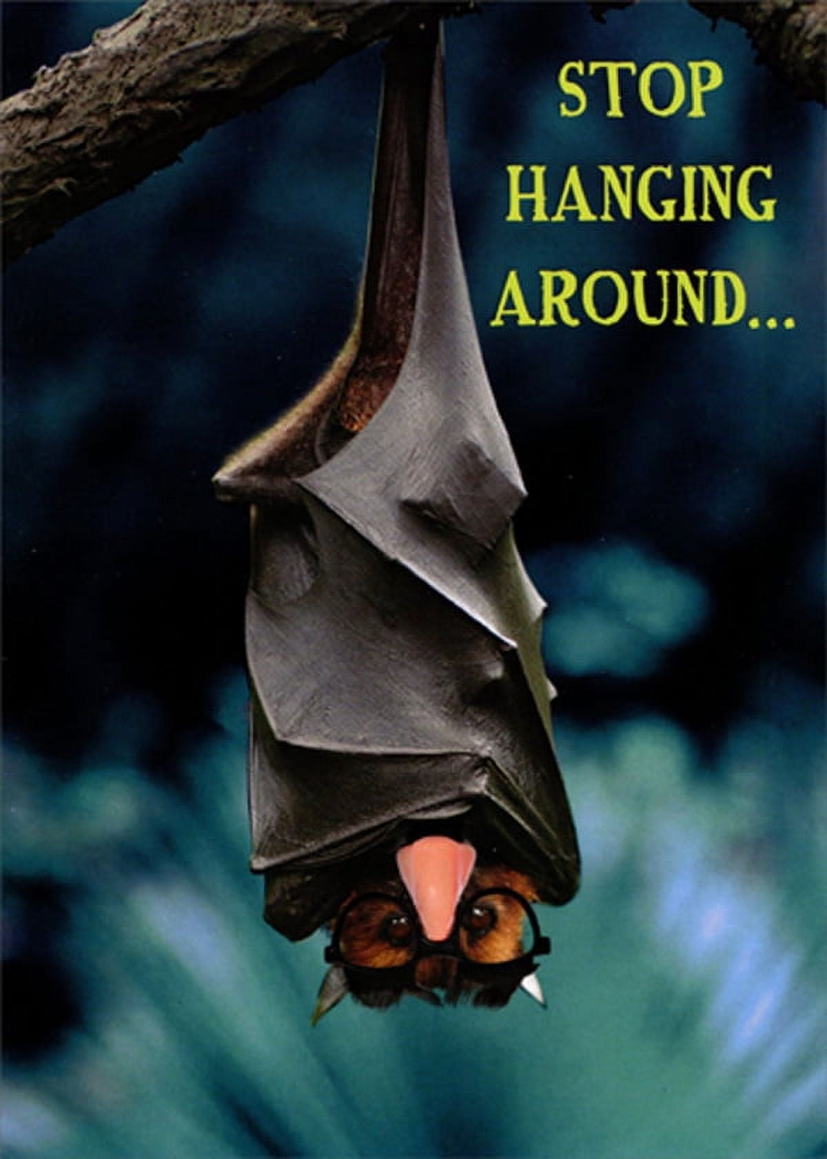 Designer Greetings Upside Down Bat with Glasses and Fake Nose Funny :  Humorous Halloween Card 