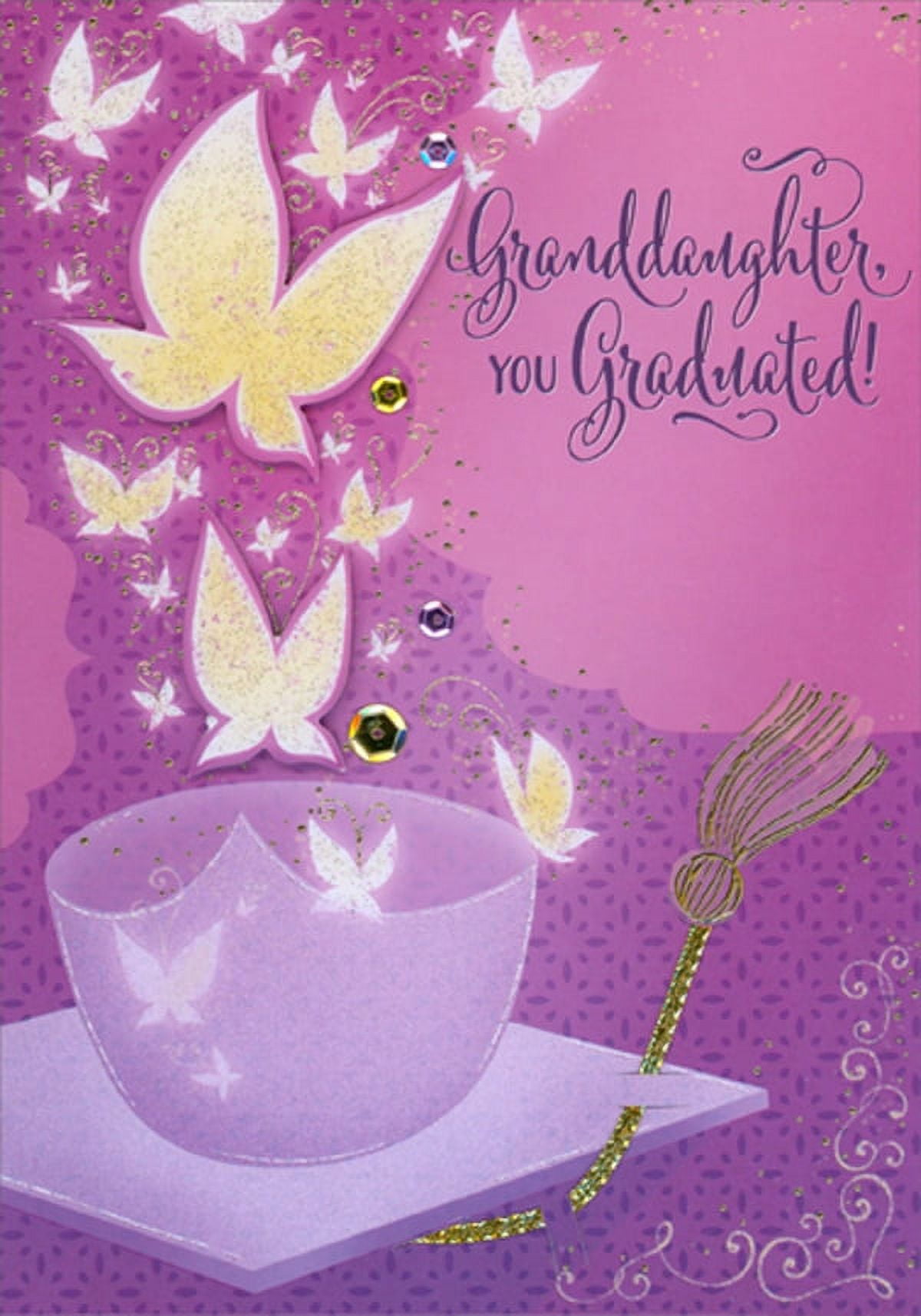Designer Greetings Upside Down Purple Grad Cap : 3D Butterflies and ...
