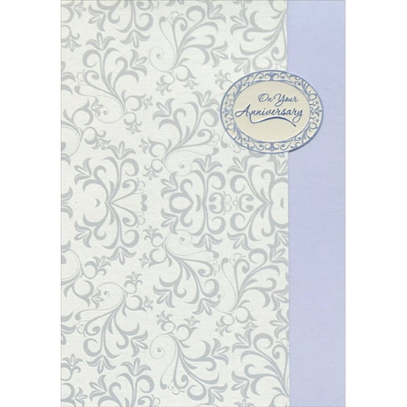 Designer Greetings Vines on Shimmering Background Die Cut Short Fold Formal Wedding : Marriage Anniversary Congratulations Card for Couple