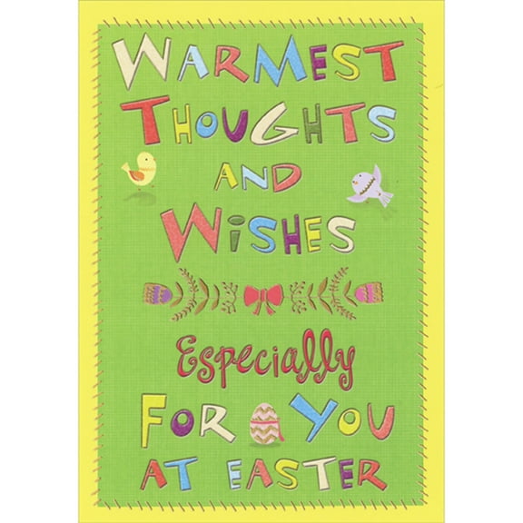 Designer Greetings Warmest Thoughts and Wishes Especially for You: Green with Yellow Border Easter Card