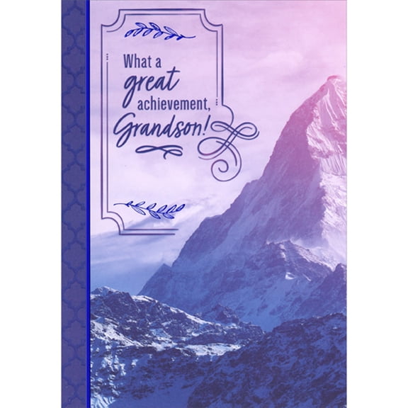 Designer Greetings What a Great Achievement: Purple and Blue Mountain Photo Graduation Congratulations Card for Grandson