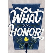 Designer Greetings What an Honor Black and Yellow Torch and Swirls on Blue and Gray NHS / National Honor Society Graduation Congratulations Card
