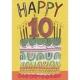 thumbnail image 1 of Designer Greetings Whimsically Decorated Cake on Yellow Background 10th / Tenth Birthday Card, 1 of 2
