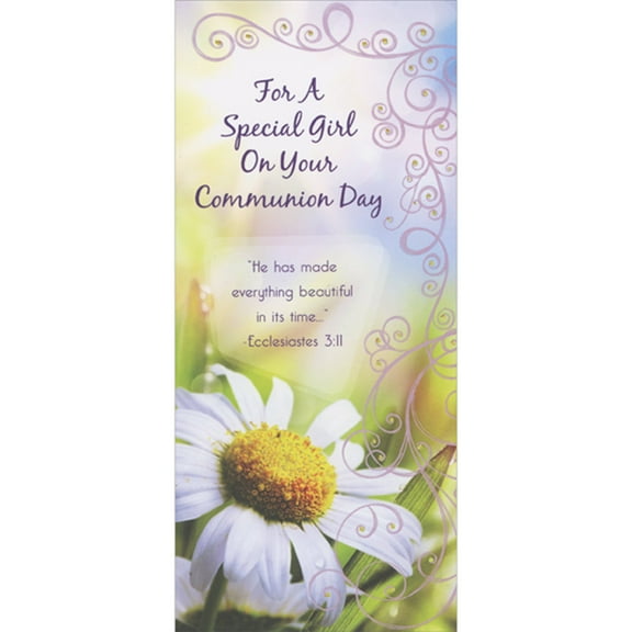 Designer Greetings White Daisy: He Has Made Everything Beautiful 1st / First Communion Gift Card or Money Holder Congratulations Card for Girl