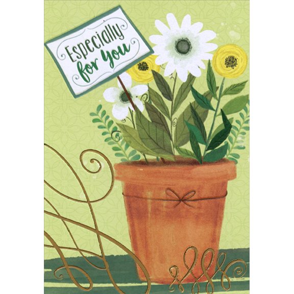 Designer Greetings White and Yellow Flowers in Pot Especially for You St. Patrick's Day Card