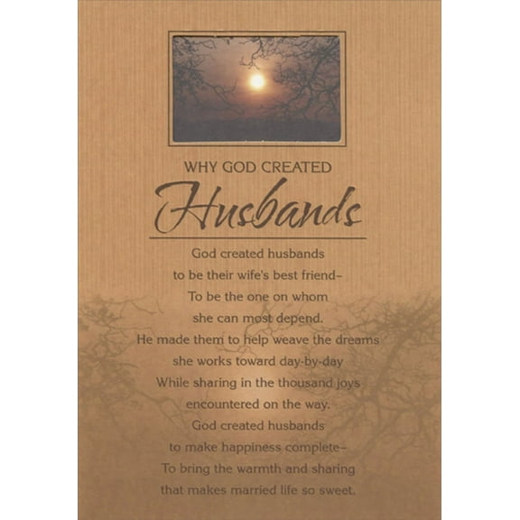 Designer Greetings Why God Created Husbands Die Cut Window Religious Birthday Card