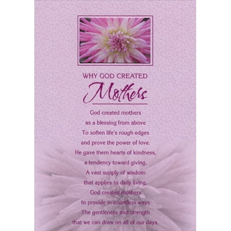 Designer Greetings Why God Created Mothers: Flower in Die Cut Window Religious / Inspirational Birthday Card
