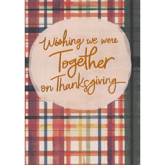 Designer Greetings Wishing We Were Together: Colorful Checkered Background Thanksgiving Card