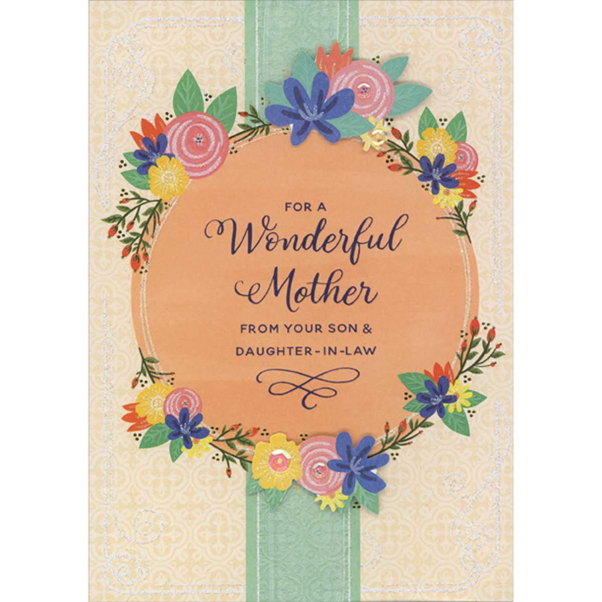 Designer Greetings Wonderful Mother Circular Orange Banner