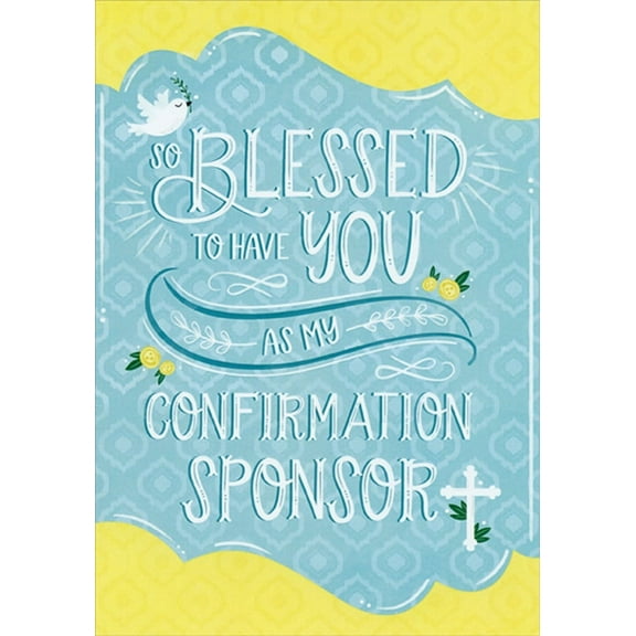 Designer Greetings Yellow with Blue Banner Confirmation Sponsor Thank You Card