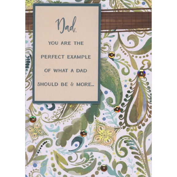 Designer Greetings You Are the Perfect Example 3D Die Cut Banner and Sequins on Leafy Background Hand Decorated Father's Day Card for Dad