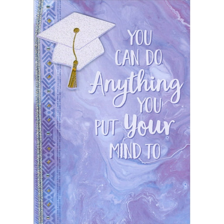Designer Greetings You Can Do Anything : Sparkling 3D Tip On White Grad Cap  and Gems Hand Decorated Graduation Congratulations Card - Walmart.com
