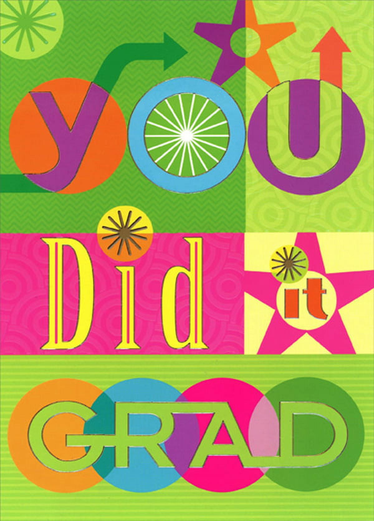 Designer Greetings You Did It GRAD : Colorful Words on Green and Pink ...