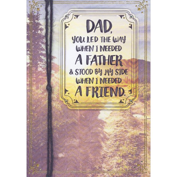 Designer Greetings You Led the Way 3D Die Cut Banner, Gems and Black String on Walking Trail Photo Hand Decorated Father's Day Card for Dad