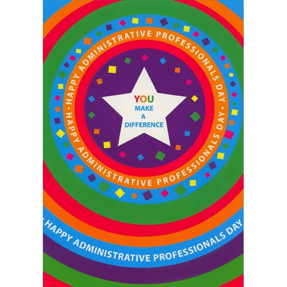 Designer Greetings You Make A Difference : White Star Inside Colorful Circles Administrative Professionals Day Card