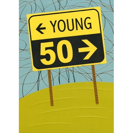 Designer Greetings Young Street Sign - No Left Turn Funny Age 50 / 50th Birthday Card