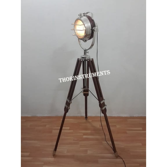 Designer Hand Made Spot Light Study Room Lamp With Wooden Tripod Stand