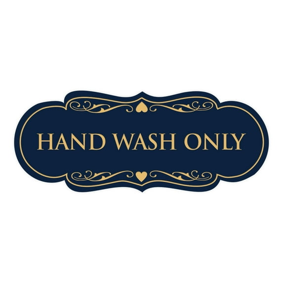 Designer Hand Wash Only Sign(Navy Blue/Gold) - Small