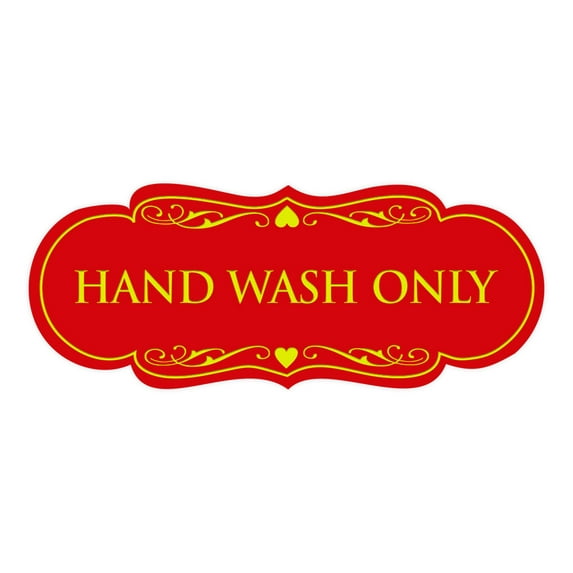 Designer Hand Wash Only Sign(Red/Yellow) - Medium