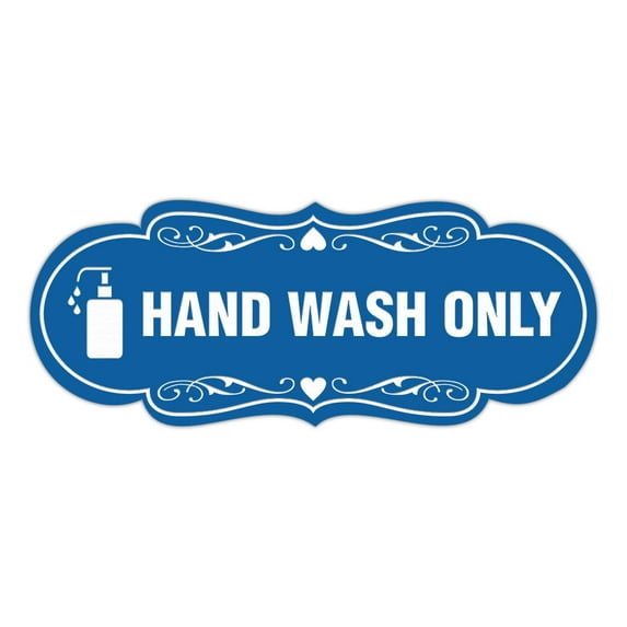 Designer Hand Wash Only (Soap) Sign (Blue) - Large