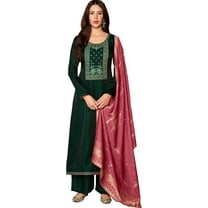 Designer Heavy Worked Salwar Kameez Suits Indian Pakistani Sewn Shalwar Plaazo Dresses ( Green, XXS - 34 )