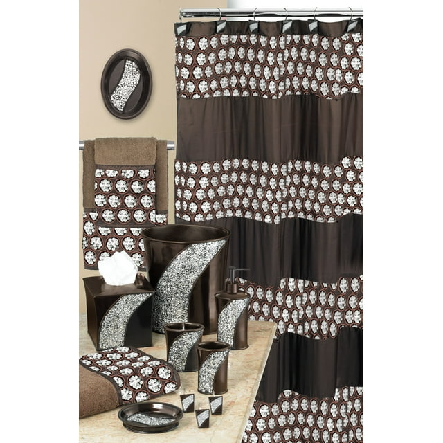 Designer Home 13 Piece Full Bath Accessories Includes Curtain, Towel