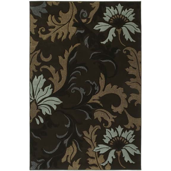 Designer Home Angles Area Rug 510-21166 Orleans Smoke Blue Damask Leaves 2' 7" x 4' 2" Rectangle