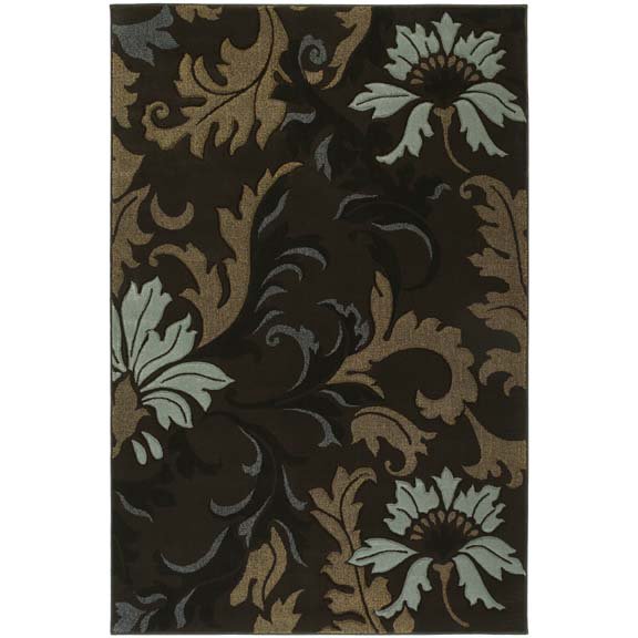 Designer Home Angles Area Rug 510-21166 Orleans Smoke Blue Damask Leaves 2' 7" x 7' 4" Rectangle