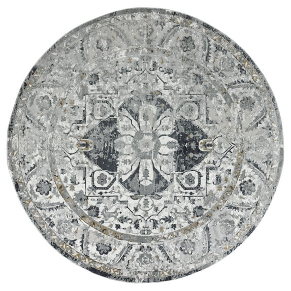 Designer Home Aviona Area Rug 2610 20691 Adelaide Wheat Bulbs Bordered 7' 10 x 7' 10" Round