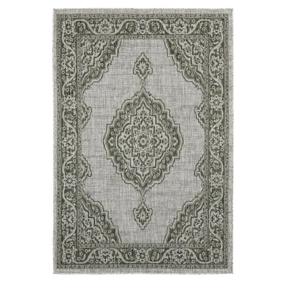 Designer Home Brooklyn Indoor/Outdoor Area Rug 3900 10245 Sant Andrea Green 5' 2" x 7' 6" Rectangle