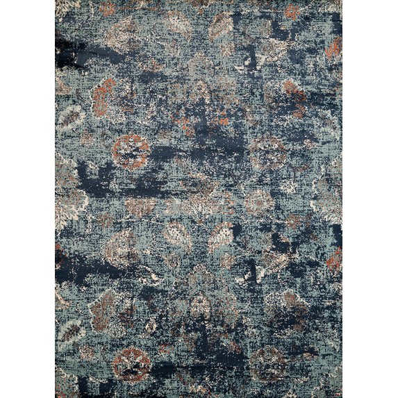 Designer Home Delos Area Rug 3001-00160 Via Vicosa Blue Rings Paisley 1'10" x 7'2" Rectangle