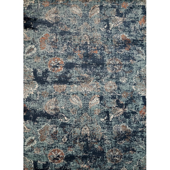 Designer Home Delos Area Rug 3001-00160 Via Vicosa Blue Rings Paisley 5' 3" x 7' 2" Rectangle